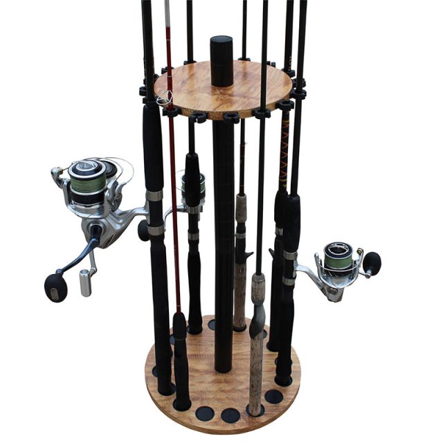 Rush Creek Creations 16 Rod Round Storage Floor Rack - American Cherry