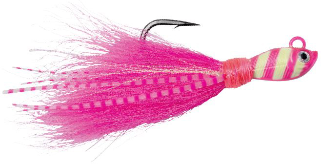 SPRO Power Bucktail Zebra Glow Jig - 1oz - Crazy Pink