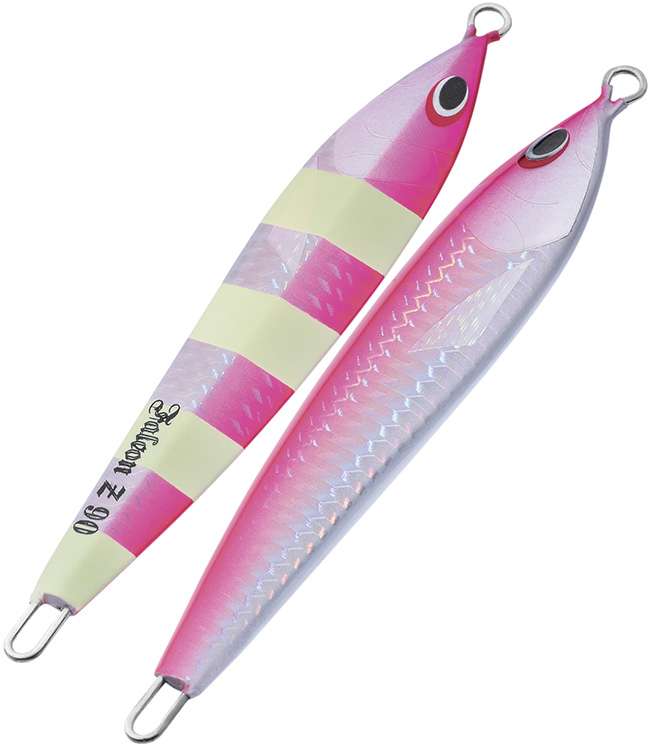 Sea Falcon Z Slide Jig - 120g - Pink Zebra Stripe Glow