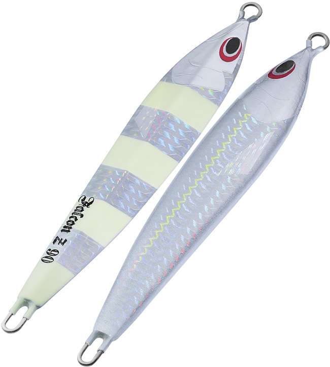 Sea Falcon Z Slide Jig - 120g - Silver Zebra Stripe Glow