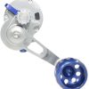 Seigler Large Game Conventional Lever Drag Reel - Left Hand Smoke/Blue