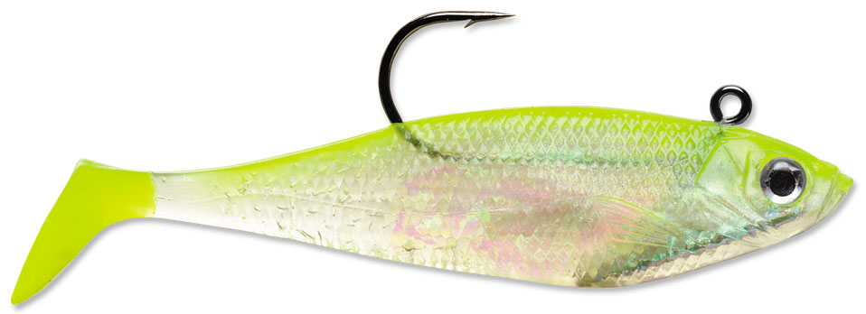 Storm WSS04 WildEye Swim Shad 4 Inch 3 Pack SHCS Shiner Chart Silver - WSS04 SHCS Shiner Chartreuse Silver