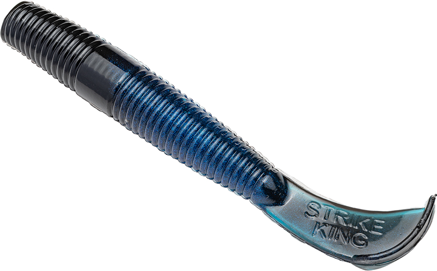 Strike King Rage Ned Cut-R Worm - 3in - Black Blue Swirl