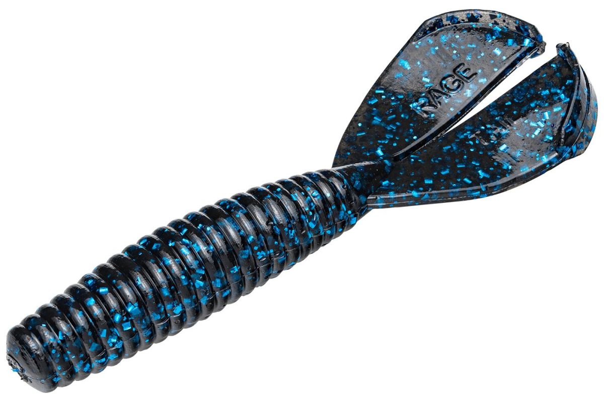 Strike King Rage Twin Tail Baby Menace Grub - Black Blue Flake