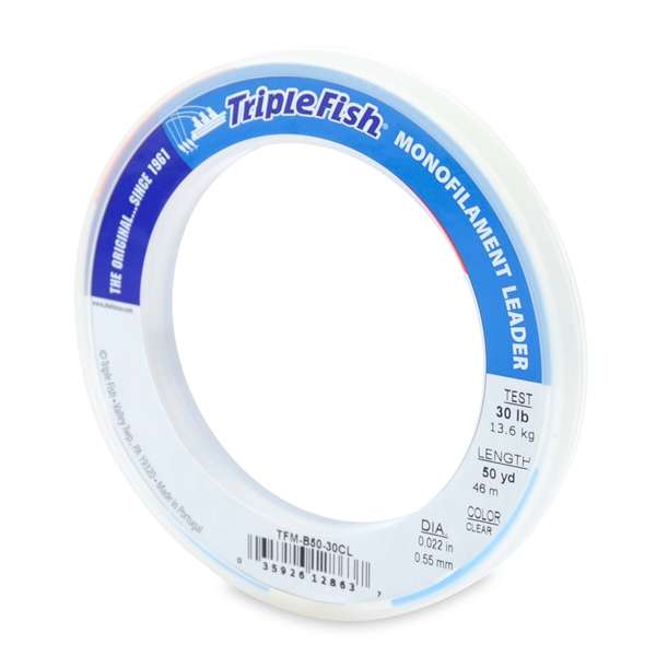 Triple Fish Monofilament Leader 50yds Clear 30lb Test