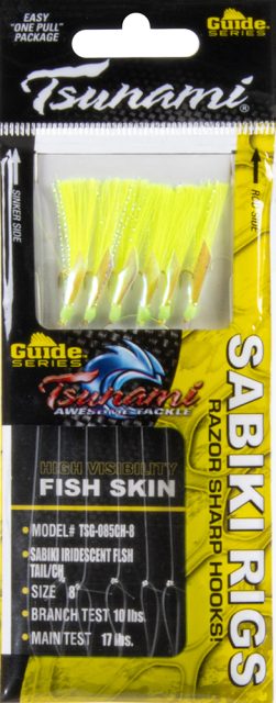 Tsunami Guide Series Flash Tail Sabiki Rig - Iridescent Chartreuse - 8