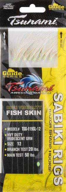 Tsunami Guide Series Heavy Duty Sabiki Rig - Iridescent Glow - 12