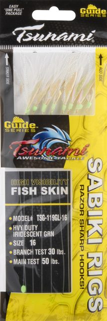 Tsunami Guide Series Heavy Duty Sabiki Rig - Iridescent Glow - 16