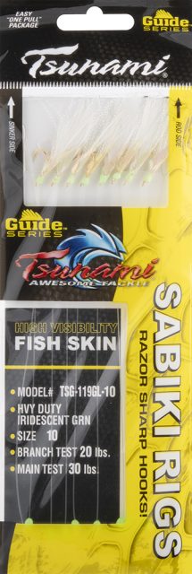 Tsunami Guide Series Heavy Duty Sabiki Rig - Iridescent Glow - 8