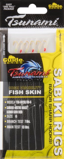 Tsunami Guide Series Sabiki Rig - Natural Glow/Red - 6