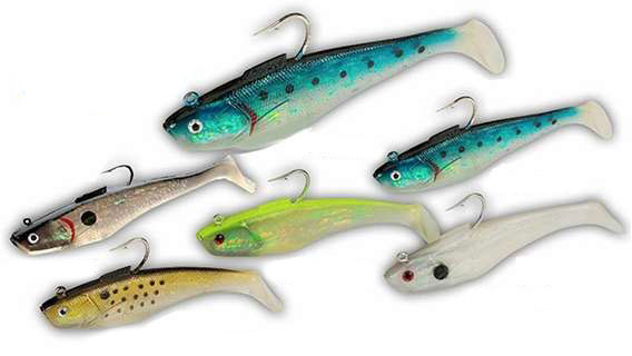 Tsunami SS7 Soft Bait Swim Shad HD Hook Lure 4-Golden Bunker w/ Spots - SS7 4-Golden Bunker w/ Spots