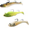 Tsunami SS9DH Soft Bait Swim Shad Dual Hook 4-Golden Bunker w/ Spots - SS9DH 4-Golden Bunker w/ Spots