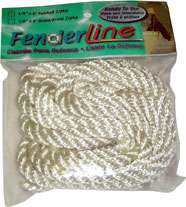 Unicord 3 Strand Twisted White Nylon Fender Line - 3/8" x 6' - 444885