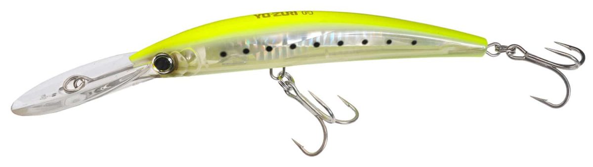 Yo-Zuri F1153 Crystal 3D Minnow Deep Diver Lure GHCS Chartreuse Silver - F1153 GHCS Chartreuse Silver