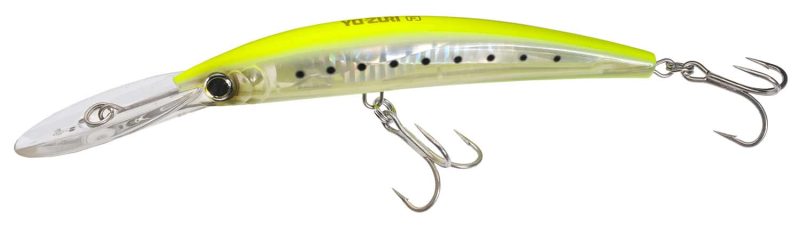 Yo-Zuri F1154 Crystal 3D Minnow Deep Diver Lure GHCS Chartreuse Silver - F1154 GHCS Chartreuse Silver