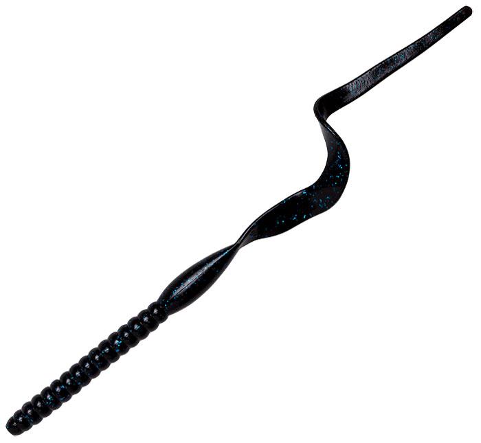 Yum Ribbon Tail Worm - 7.5in - Black/Blue Flake