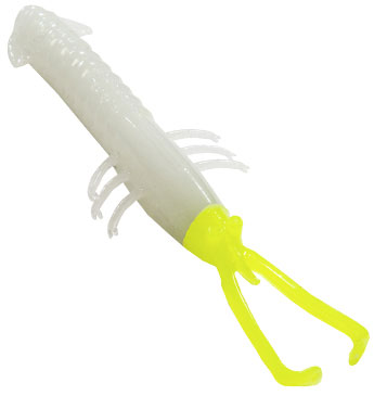 Z-Man Trout Trick Jerk ShrimpZ - 4in - Glow/Chartreuse Tail